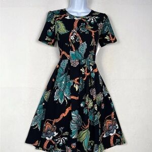 Lularoe Amelia Floral Print Black Dress with Pockets